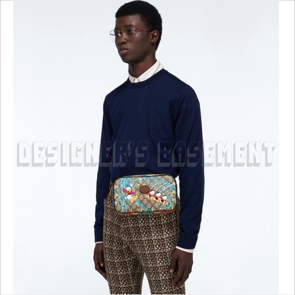 GUCCI x DISNEY brown leather Donald Duck GG Supreme 38-95 leather Belt BUM Bag - Picture 13 of 13